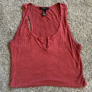 Forever 21 Rust Red Sleeveless V-Neck Tank-Top